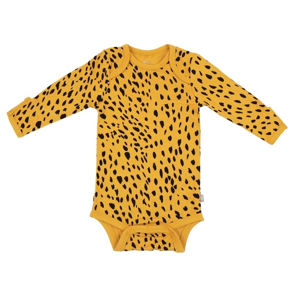 Kyte Baby Long Sleeve Bodysuit in Marigold Cheetah Size 12-18 monthsMarigold Che - Picture 1 of 4